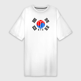 Платье-футболка хлопок с принтом BTS KOREA в Кировске,  |  | bangtan boys | bt21 | bts | bts army | bts stickers | j hope | jimin | jin | jungkook | k pop | korea | rap monster | rapmon | suga | v | бтс | корея | стикеры bts