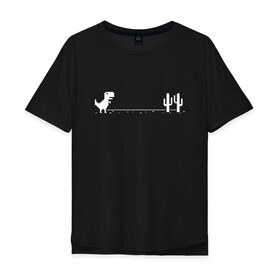Мужская футболка хлопок Oversize с принтом Динохром, динозавр в Кировске, 100% хлопок | свободный крой, круглый ворот, “спинка” длиннее передней части | chrome | dino | dinochrome | google | гугл | динозавр | динохром
