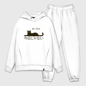 Мужской костюм хлопок OVERSIZE с принтом Not today cat Не сегодня в Кировске,  |  | anime | bts | cat | cute | cute cats | idol | japan | japanese | k pop | kawaii | kpop | lettering | letters | memes. animal | nekojima | not today | tokyo | tokyo girl | бтс | кот | кпоп | лень