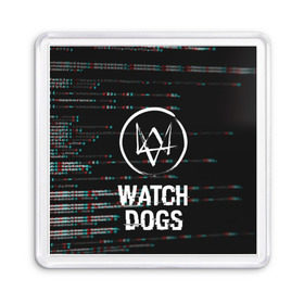 Магнит 55*55 с принтом WATCH DOGS в Кировске, Пластик | Размер: 65*65 мм; Размер печати: 55*55 мм | action | ct os | ded sec | fox | game | gamer | glitch | hacker | player | watch dogs | watch dogs 2 | глитч | знак лиса | игра | компьютерная игра | маркус | хакер