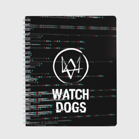 Тетрадь с принтом WATCH DOGS в Кировске, 100% бумага | 48 листов, плотность листов — 60 г/м2, плотность картонной обложки — 250 г/м2. Листы скреплены сбоку удобной пружинной спиралью. Уголки страниц и обложки скругленные. Цвет линий — светло-серый
 | action | ct os | ded sec | fox | game | gamer | glitch | hacker | player | watch dogs | watch dogs 2 | глитч | знак лиса | игра | компьютерная игра | маркус | хакер