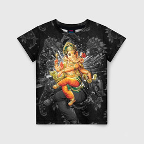 Детская футболка 3D с принтом Ганеша в Кировске, 100% гипоаллергенный полиэфир | прямой крой, круглый вырез горловины, длина до линии бедер, чуть спущенное плечо, ткань немного тянется | character | deity | elephant | four | ganesh | god | gold | hands | head | hinduism | jewel | jewels | lord | ornament | pattern | well being | wisdom | благополучие | бог | божество | владыка | ганеша | голова | драгоценности | золото | индуизм | мудрост