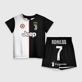 Детский костюм с шортами 3D с принтом Ronaldo Juventus Home 19 20 в Кировске,  |  | cristiano ronaldo | juventus | ronaldo | криштиану роналду | роналду | футбол | ювентус