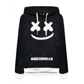 Женская толстовка 3D с принтом Marshmello Cosmos в Кировске, 100% полиэстер  | двухслойный капюшон со шнурком для регулировки, мягкие манжеты на рукавах и по низу толстовки, спереди карман-кенгуру с мягким внутренним слоем. | Тематика изображения на принте: dj | marshmello | usa | америка | клубная музыка | мармело | маршмелло | маршмеллоу | музыка | музыкант