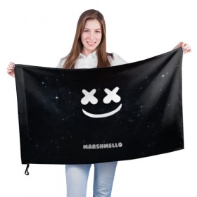 Флаг 3D с принтом Marshmello Cosmos в Кировске, 100% полиэстер | плотность ткани — 95 г/м2, размер — 67 х 109 см. Принт наносится с одной стороны | dj | marshmello | usa | америка | клубная музыка | мармело | маршмелло | маршмеллоу | музыка | музыкант