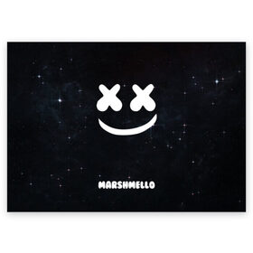 Поздравительная открытка с принтом Marshmello Cosmos в Кировске, 100% бумага | плотность бумаги 280 г/м2, матовая, на обратной стороне линовка и место для марки
 | Тематика изображения на принте: dj | marshmello | usa | америка | клубная музыка | мармело | маршмелло | маршмеллоу | музыка | музыкант