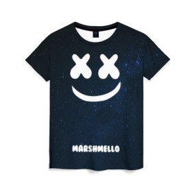 Женская футболка 3D с принтом Marshmello Cosmos в Кировске, 100% полиэфир ( синтетическое хлопкоподобное полотно) | прямой крой, круглый вырез горловины, длина до линии бедер | Тематика изображения на принте: dj | marshmello | usa | америка | клубная музыка | космос | мармело | маршмелло | маршмеллоу | музыка | музыкант | небо