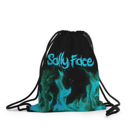 Рюкзак-мешок 3D с принтом SALLY FACE FIRE в Кировске, 100% полиэстер | плотность ткани — 200 г/м2, размер — 35 х 45 см; лямки — толстые шнурки, застежка на шнуровке, без карманов и подкладки | Тематика изображения на принте: face | fire | game | horror | larry | sally | sally face | sanity s fall | игра | ларри | мальчик с протезом | огонь | салли | салли фейс | ужасы