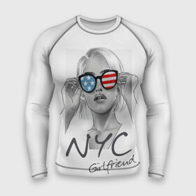 Мужской рашгард 3D с принтом NYC girlfriend в Кировске,  |  | beautiful | blonde | city | flag | girl | girlfriend | new york | reflection | stars | stripes | usa | блондинка | город | девушка | звезды | красивая | нью йорк | отражение | очки | подруга | полосы | сша | флаг
