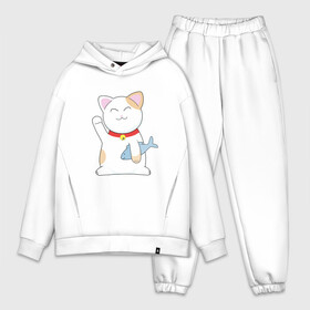 Мужской костюм хлопок OVERSIZE с принтом Манэки нэко в Кировске,  |  | cat | maneki | maneki neko | neko | денежный кот | зовущая кошка | кот | кот счастья | кот удачи | котенок | котэ | кошка | манеки | манэки нэко | манящий кот | нэко | приглашающий кот | удача