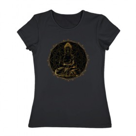 Женская футболка хлопок с принтом Будда в Кировске, 100% хлопок | прямой крой, круглый вырез горловины, длина до линии бедер, слегка спущенное плечо | будда | индия | йога | медитация