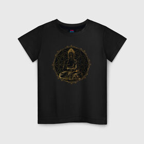 Детская футболка хлопок с принтом Будда в Кировске, 100% хлопок | круглый вырез горловины, полуприлегающий силуэт, длина до линии бедер | Тематика изображения на принте: будда | индия | йога | медитация