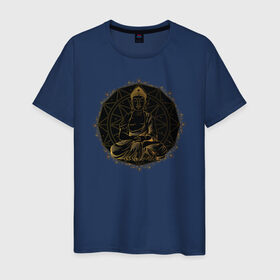 Мужская футболка хлопок с принтом Будда в Кировске, 100% хлопок | прямой крой, круглый вырез горловины, длина до линии бедер, слегка спущенное плечо. | будда | индия | йога | медитация