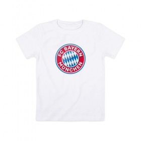 Детская футболка хлопок с принтом Бавария в Кировске, 100% хлопок | круглый вырез горловины, полуприлегающий силуэт, длина до линии бедер | Тематика изображения на принте: bayern | бавария | германия | мюнхен