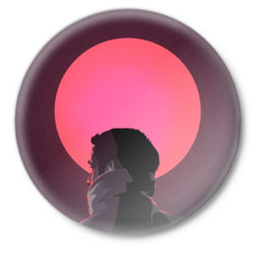 Значок с принтом Райан Гослинг в Кировске,  металл | круглая форма, металлическая застежка в виде булавки | бегущий по лезвию | райан гослинг