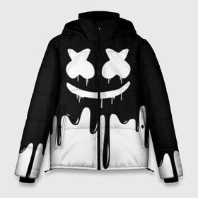 Мужская зимняя куртка 3D с принтом MARSHMELLO в Кировске, верх — 100% полиэстер; подкладка — 100% полиэстер; утеплитель — 100% полиэстер | длина ниже бедра, свободный силуэт Оверсайз. Есть воротник-стойка, отстегивающийся капюшон и ветрозащитная планка. 

Боковые карманы с листочкой на кнопках и внутренний карман на молнии. | Тематика изображения на принте: black  white | colors | dj | marshmello | paints | usa | америка | клубная музыка | краски | маршмелло | музыка | музыкант