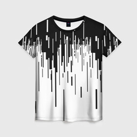 Женская футболка 3D с принтом 8 бит в Кировске, 100% полиэфир ( синтетическое хлопкоподобное полотно) | прямой крой, круглый вырез горловины, длина до линии бедер | 8 бит | pixel | pixel art | бит | пиксели | прикольный принт | принт | футболка принт | чб | черно белое