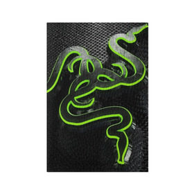 Обложка для паспорта матовая кожа с принтом RAZER в Кировске, натуральная матовая кожа | размер 19,3 х 13,7 см; прозрачные пластиковые крепления | Тематика изображения на принте: game | razer | texture | зеленый | игровое лого | игромания | игры | рэйзер | текстуры