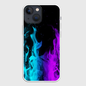 Чехол для iPhone 13 mini с принтом ПЛАМЯ | НЕОНОВЫЙ ОГОНЬ в Кировске,  |  | blue | bright | fire | heat | light | neon | purple | red | wildfire | искры | неон | огненный | огонь | пламя | пожар