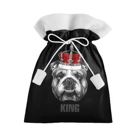 Подарочный 3D мешок с принтом Английский бульдог с короной в Кировске, 100% полиэстер | Размер: 29*39 см | Тематика изображения на принте: animals | authority | breed | bulldog | cool | crown | dog | english | fighting | head | illustration | inscription | king | muzzle | supreme | swag | авторитет | английский | бойцовый | бульдог | верховный | голова | животные | иллюстрация | король | кор