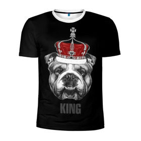 Мужская футболка 3D спортивная с принтом Английский бульдог с короной в Кировске, 100% полиэстер с улучшенными характеристиками | приталенный силуэт, круглая горловина, широкие плечи, сужается к линии бедра | animals | authority | breed | bulldog | cool | crown | dog | english | fighting | head | illustration | inscription | king | muzzle | supreme | swag | авторитет | английский | бойцовый | бульдог | верховный | голова | животные | иллюстрация | король | кор