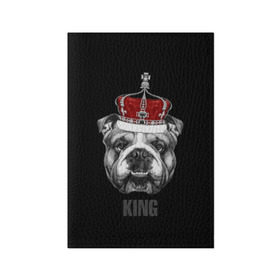 Обложка для паспорта матовая кожа с принтом Английский бульдог с короной в Кировске, натуральная матовая кожа | размер 19,3 х 13,7 см; прозрачные пластиковые крепления | animals | authority | breed | bulldog | cool | crown | dog | english | fighting | head | illustration | inscription | king | muzzle | supreme | swag | авторитет | английский | бойцовый | бульдог | верховный | голова | животные | иллюстрация | король | кор