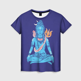 Женская футболка 3D с принтом Шива в Кировске, 100% полиэфир ( синтетическое хлопкоподобное полотно) | прямой крой, круглый вырез горловины, длина до линии бедер | Тематика изображения на принте: blue | cobra | destroyer | destruction | gods | great | hinduism | india | meditation | om | peace | power | religion | shiva | trident | yoga | боги | великий | власть | знание | индия | индуизм | йога | кайлас | кобра | медитация | ом | разрушение | раз