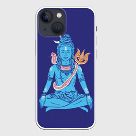 Чехол для iPhone 13 mini с принтом Шива в Кировске,  |  | blue | cobra | destroyer | destruction | gods | great | hinduism | india | meditation | om | peace | power | religion | shiva | trident | yoga | боги | великий | власть | знание | индия | индуизм | йога | кайлас | кобра | медитация | ом | разрушение | раз