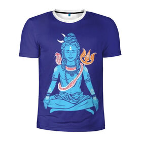 Мужская футболка 3D спортивная с принтом Шива в Кировске, 100% полиэстер с улучшенными характеристиками | приталенный силуэт, круглая горловина, широкие плечи, сужается к линии бедра | blue | cobra | destroyer | destruction | gods | great | hinduism | india | meditation | om | peace | power | religion | shiva | trident | yoga | боги | великий | власть | знание | индия | индуизм | йога | кайлас | кобра | медитация | ом | разрушение | раз