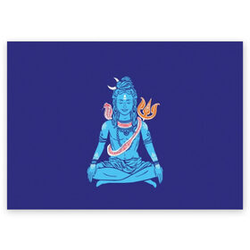 Поздравительная открытка с принтом Шива в Кировске, 100% бумага | плотность бумаги 280 г/м2, матовая, на обратной стороне линовка и место для марки
 | Тематика изображения на принте: blue | cobra | destroyer | destruction | gods | great | hinduism | india | meditation | om | peace | power | religion | shiva | trident | yoga | боги | великий | власть | знание | индия | индуизм | йога | кайлас | кобра | медитация | ом | разрушение | раз