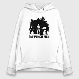 Женское худи Oversize хлопок с принтом One-Punch Man в Кировске, френч-терри — 70% хлопок, 30% полиэстер. Мягкий теплый начес внутри —100% хлопок | боковые карманы, эластичные манжеты и нижняя кромка, капюшон на магнитной кнопке | one | one punch man | бесправный ездок | бласт | бэнг | ванпанчмен | генос | демон киборг | лысый плащ | ниндзя | сайтама | сверхзвуковой соник | серебряный клык | тацумаки | человек один удар