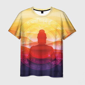 Мужская футболка 3D с принтом Будда в Кировске, 100% полиэфир | прямой крой, круглый вырез горловины, длина до линии бедер | buddha | calm | color | enlightenment | india | meditatio | mountains | nature | purple | red | religion | symbol | yellow | yoga | будда | горы | духовность | желтый | индия | йога | красный | медитация | природа | просветление | расслабление | религия |