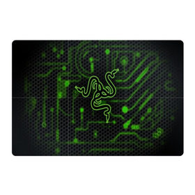 Магнитный плакат 3Х2 с принтом RAZER CARBON в Кировске, Полимерный материал с магнитным слоем | 6 деталей размером 9*9 см | Тематика изображения на принте: game | razer | texture | зеленый | игровое лого | игромания | игры | рэйзер | текстуры