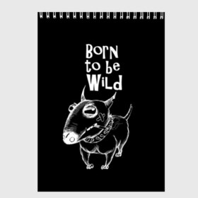 Скетчбук с принтом Born to be wild в Кировске, 100% бумага
 | 48 листов, плотность листов — 100 г/м2, плотность картонной обложки — 250 г/м2. Листы скреплены сверху удобной пружинной спиралью | Тематика изображения на принте: angry | animals | authority | b | black and white | bull terrier | bully | cool | dog | fight | illustration | swag | thug | wild | авторитет | бандит | бойцовый | бультерьер | дикий | животные | злой | иллюстрация | крутой | надпись | ошейник | п