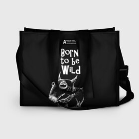 Сумка-шоппер 3D с принтом Born to be wild в Кировске, 100% полиэстер | застегивается на металлическую кнопку; внутренний карман застегивается на молнию. Стенки укреплены специальным мягким материалом, чтобы защитить содержимое от несильных ударов
 | Тематика изображения на принте: angry | animals | authority | b | black and white | bull terrier | bully | cool | dog | fight | illustration | swag | thug | wild | авторитет | бандит | бойцовый | бультерьер | дикий | животные | злой | иллюстрация | крутой | надпись | ошейник | п