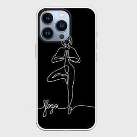 Чехол для iPhone 13 Pro с принтом Йога в Кировске,  |  | black and white | culture | girl | graphics | indian | line | meditation | pose | yoga | графика | девушка | индийская | йога | культура | линия | медитация | черно белая