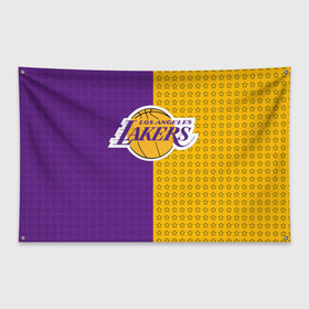 Флаг-баннер с принтом Lakers (1) в Кировске, 100% полиэстер | размер 67 х 109 см, плотность ткани — 95 г/м2; по краям флага есть четыре люверса для крепления | ball | basket | basketball | kobu | lakers | lebron | los angeles | баскетбол | коюи | леброн | лейкерс | лос анджелис