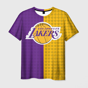 Мужская футболка 3D с принтом Lakers (1) в Кировске, 100% полиэфир | прямой крой, круглый вырез горловины, длина до линии бедер | ball | basket | basketball | kobu | lakers | lebron | los angeles | баскетбол | коюи | леброн | лейкерс | лос анджелис