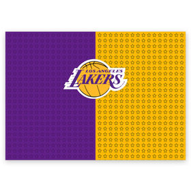 Поздравительная открытка с принтом Lakers (1) в Кировске, 100% бумага | плотность бумаги 280 г/м2, матовая, на обратной стороне линовка и место для марки
 | Тематика изображения на принте: ball | basket | basketball | kobu | lakers | lebron | los angeles | баскетбол | коюи | леброн | лейкерс | лос анджелис