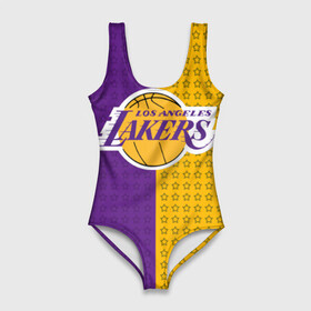 Купальник-боди 3D с принтом Lakers (1) в Кировске, 82% полиэстер, 18% эластан | Круглая горловина, круглый вырез на спине | ball | basket | basketball | kobu | lakers | lebron | los angeles | баскетбол | коюи | леброн | лейкерс | лос анджелис