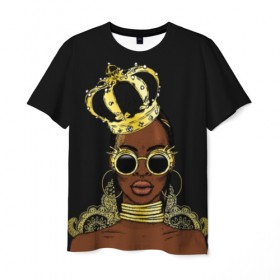 Мужская футболка 3D с принтом Африканская королева в Кировске, 100% полиэфир | прямой крой, круглый вырез горловины, длина до линии бедер | 