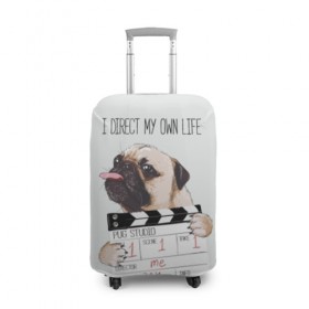 Чехол для чемодана 3D с принтом I direct my own life в Кировске, 86% полиэфир, 14% спандекс | двустороннее нанесение принта, прорези для ручек и колес | animal | board | direct | dog | his | i | life | pug | slate | the inscription | грифельная | доска | животное | жизнь | мопс | надпись | направляю | свою | собака | я