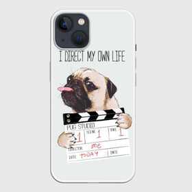 Чехол для iPhone 13 с принтом I direct my own life в Кировске,  |  | animal | board | direct | dog | his | i | life | pug | slate | the inscription | грифельная | доска | животное | жизнь | мопс | надпись | направляю | свою | собака | я