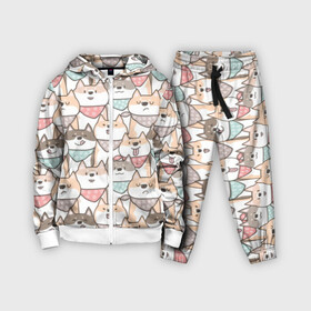 Детский костюм 3D с принтом Шиба Ину в Кировске,  |  | animal | bibs | breed | cardigan | corgi | dog | funny | illustration | inu | lick | pembroke | puppies | scarves | sheba | small | welsh | вельш | животное | иллюстрация | ину | кардиган | корги | маленькие | облизываются | пемброк | платки | порода | сл