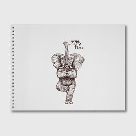 Альбом для рисования с принтом Yoga time в Кировске, 100% бумага
 | матовая бумага, плотность 200 мг. | animal | culture | elephant | graphics | india | indian | meditation | posture | stand | yoga | графика | животное | индийский | индия | йога | культура | медитация | слон | стойка