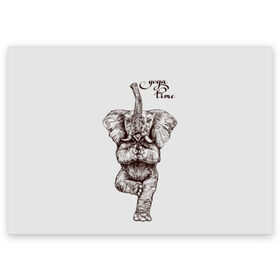 Поздравительная открытка с принтом Yoga time в Кировске, 100% бумага | плотность бумаги 280 г/м2, матовая, на обратной стороне линовка и место для марки
 | Тематика изображения на принте: animal | culture | elephant | graphics | india | indian | meditation | posture | stand | yoga | графика | животное | индийский | индия | йога | культура | медитация | слон | стойка