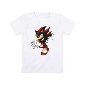 Детская футболка хлопок с принтом Shadow Sonic (2) в Кировске, 100% хлопок | круглый вырез горловины, полуприлегающий силуэт, длина до линии бедер | sega | shadow | sonic | sonic x | x | ежик | игра | наклз | сега | скорость | соник | тейлз | тэйлз | шедоу