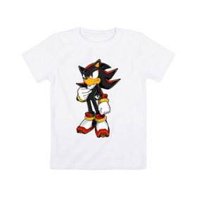 Детская футболка хлопок с принтом Shadow Sonic (3) в Кировске, 100% хлопок | круглый вырез горловины, полуприлегающий силуэт, длина до линии бедер | sega | shadow | sonic | sonic x | x | ежик | игра | наклз | сега | скорость | соник | тейлз | тэйлз | шедоу