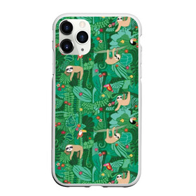 Чехол для iPhone 11 Pro матовый с принтом Ленивцы в Кировске, Силикон |  | animal | birds | branches | cute | flowers | forest | hang | jungle | sloths | toucans | trees | tropical | ветки | висят | деревья | джунгли | животное | ленивцы | лес | милые | птицы | тропический | туканы | цветы