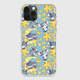 Чехол для iPhone 12 Pro Max с принтом Сыр и мыши в Кировске, Силикон |  | animals | blue | cheese | cute mice | flags | garlands | mice | month | rodents | sky | stars | гирлянды | голубое | грызуны | животные | звезды | месяц | милые | мышата | мыши | небо | сыр | флажки